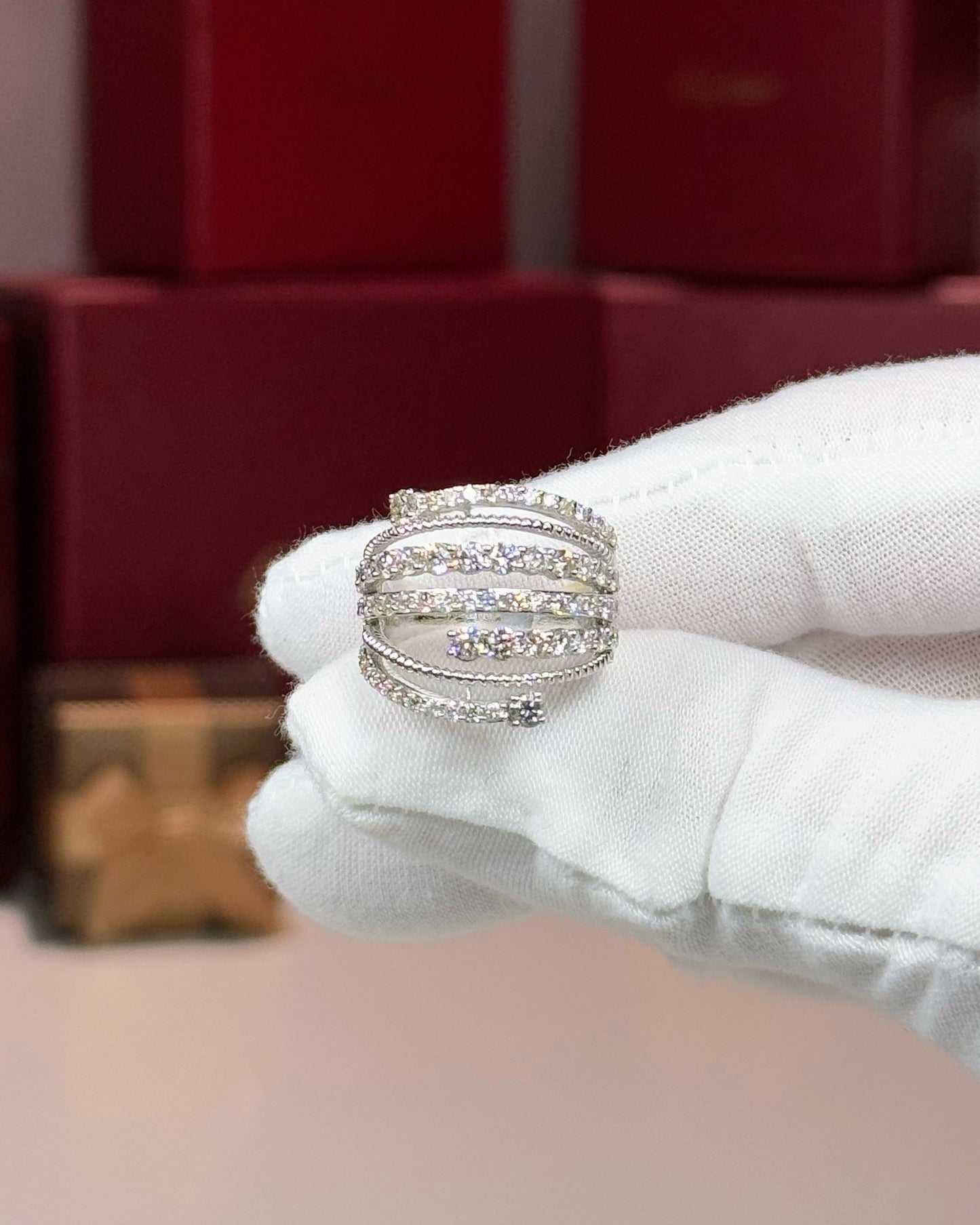 14k White Gold Layered Diamond Ring