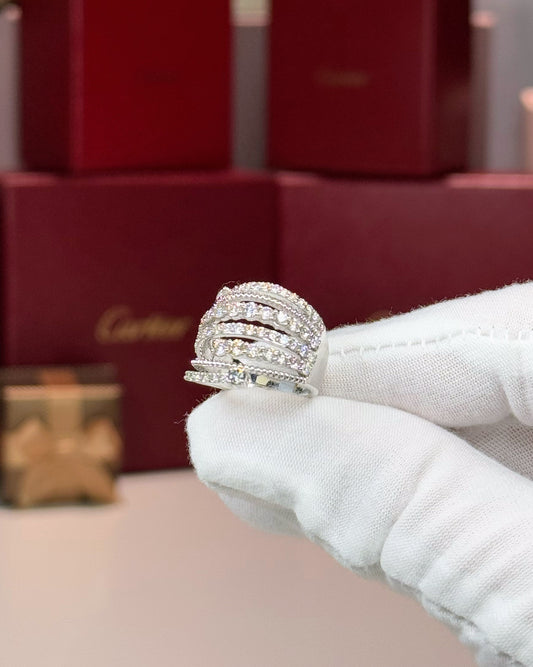 14k White Gold Layered Diamond Ring