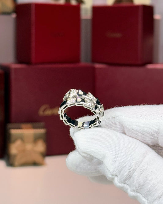 Bvlgari Serpenti Viper Inspired Diamond Pave Ring