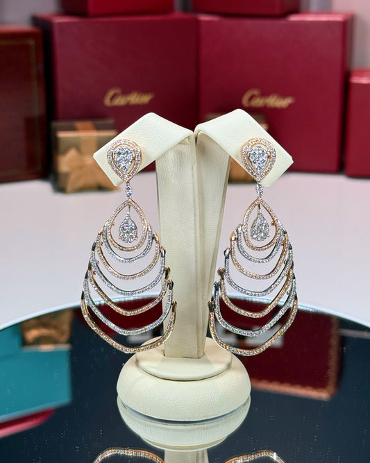 14k Two Color Chandelier Diamond Earrings