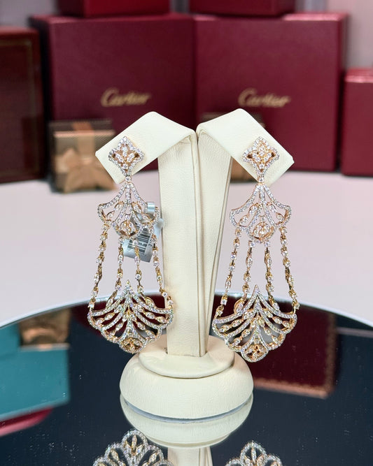 14k Rose Gold Chandelier Diamond Earrings