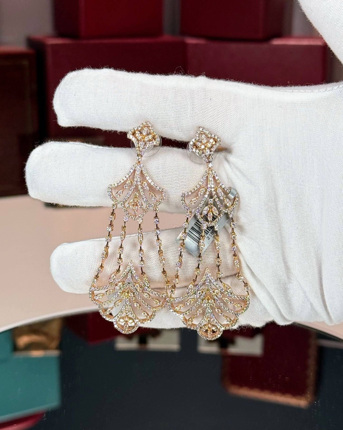 14k Rose Gold Chandelier Diamond Earrings