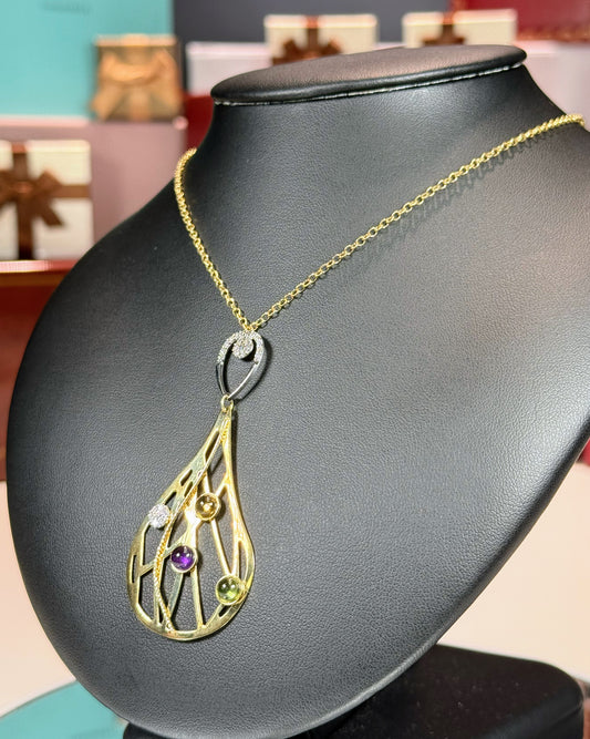 14k Yellow Gold Teardrop Pendant Necklace