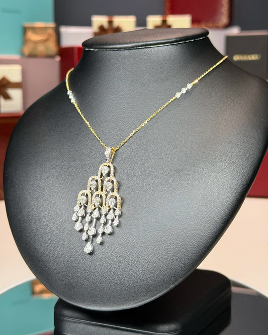 14k Yellow Gold Chandelier Pendant Necklace