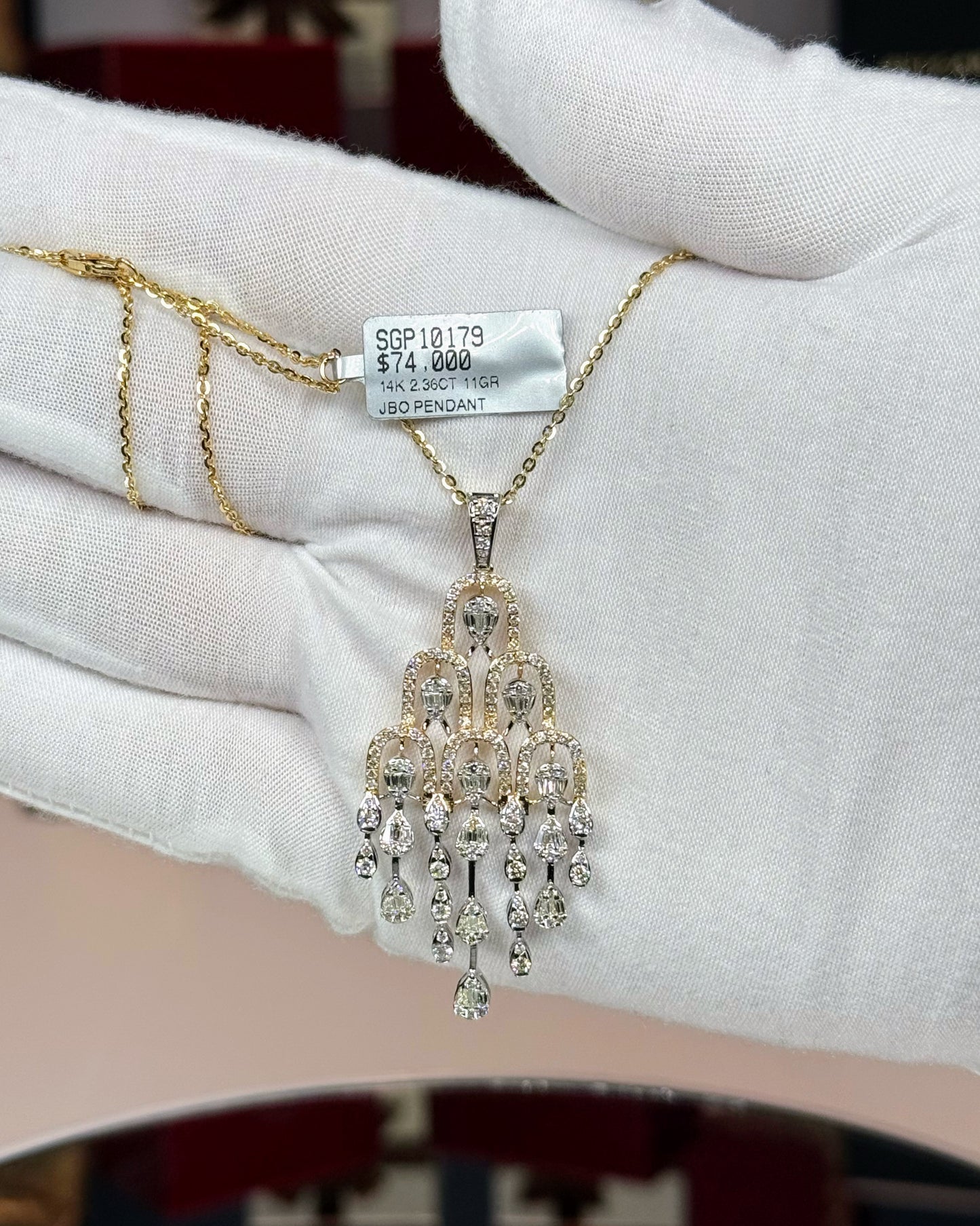 14k Yellow Gold Chandelier Pendant Necklace