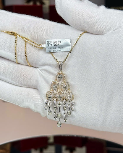 14k Yellow Gold Chandelier Pendant Necklace