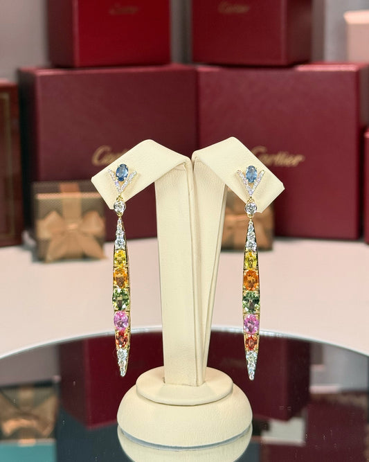 14k Yellow Gold Assorted Colorstones Earrings