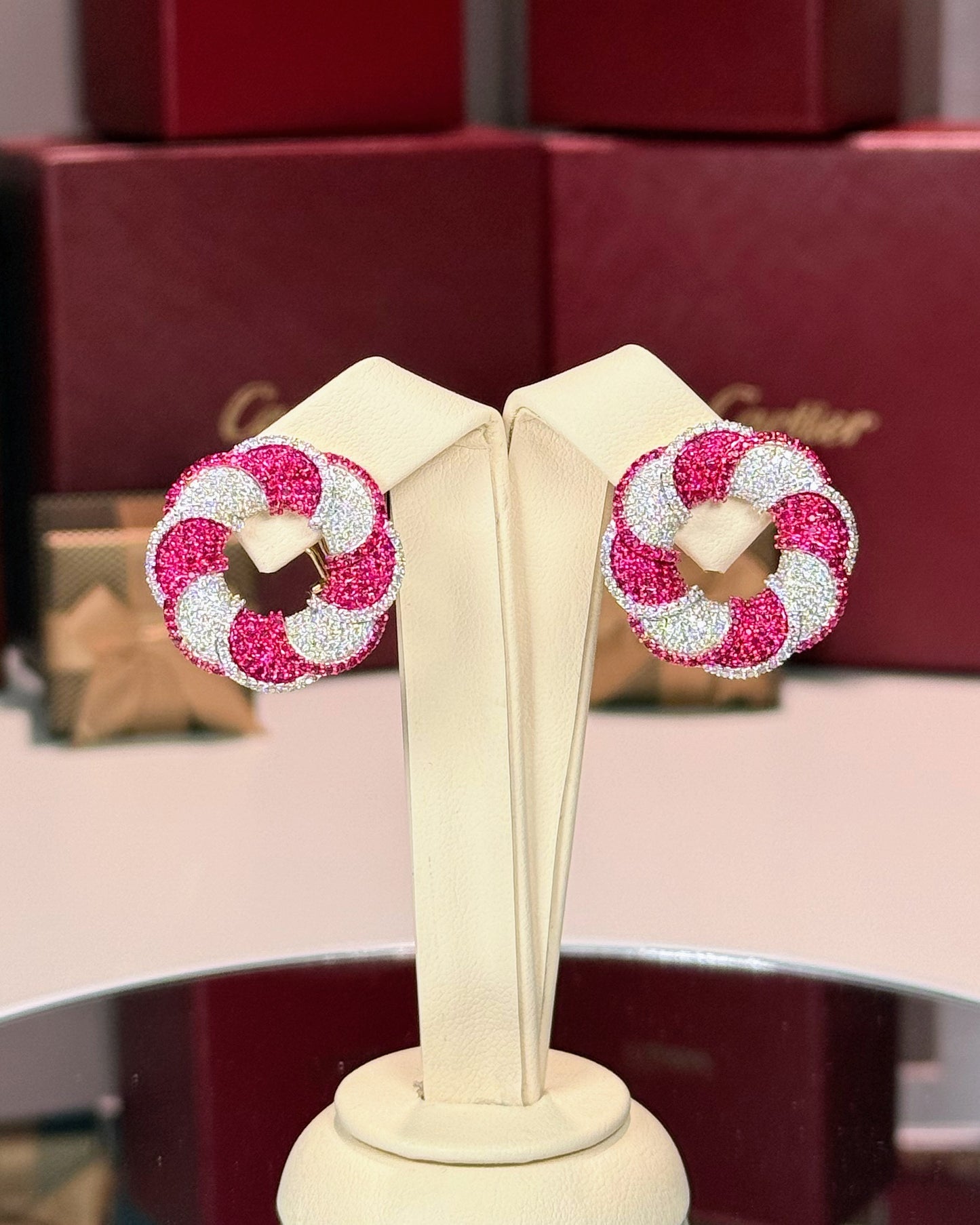 14k Yellow Gold Ruby and Diamond Earrings