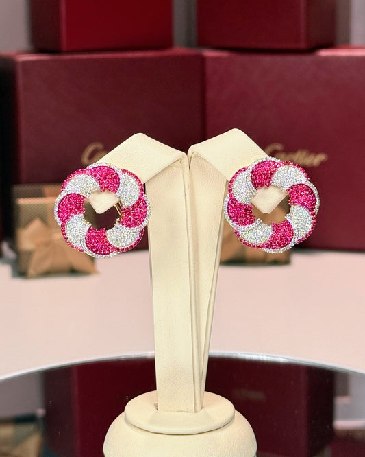 14k Yellow Gold Ruby and Diamond Earrings