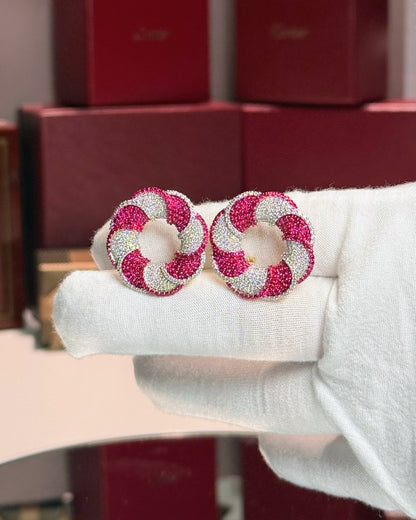14k Yellow Gold Ruby and Diamond Earrings