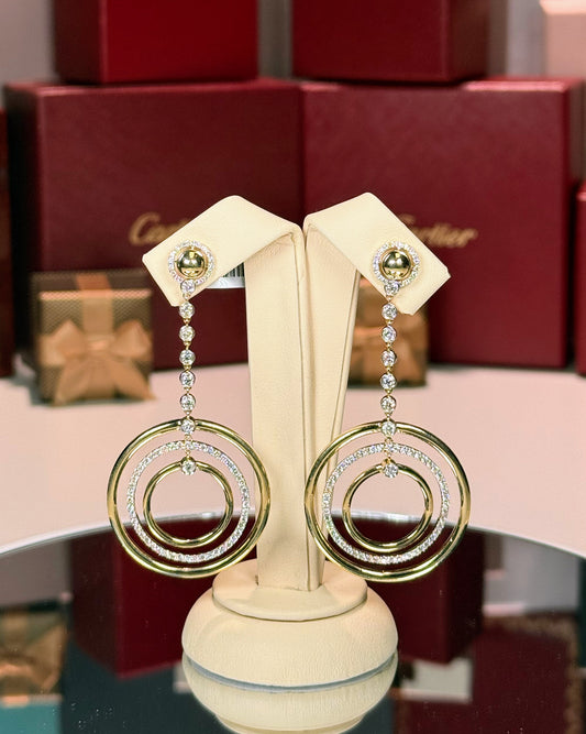 14k Yellow Gold Drop Rings Earrings