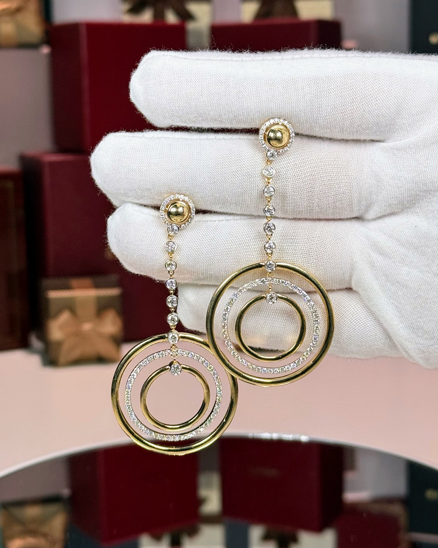 14k Yellow Gold Drop Rings Earrings