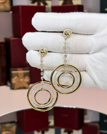 14k Yellow Gold Drop Rings Earrings