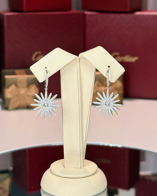 14k White Gold Drop North Star Diamond Earrings