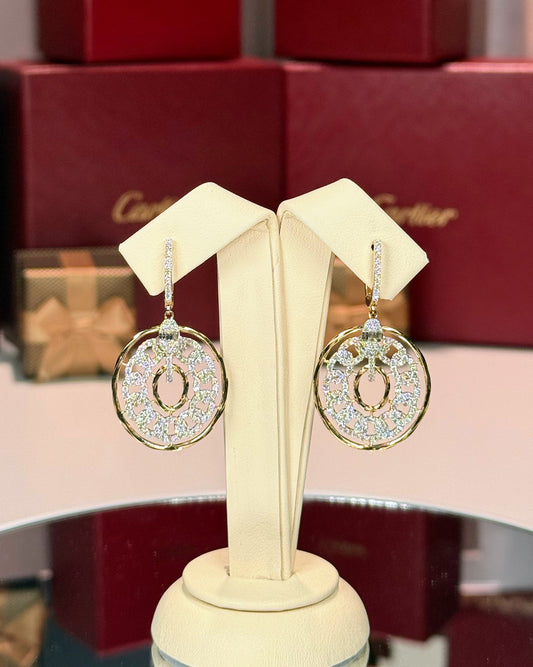 14k Yellow Gold Diamond Drop Earrings