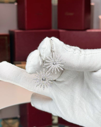 14k White Gold Drop North Star Diamond Earrings