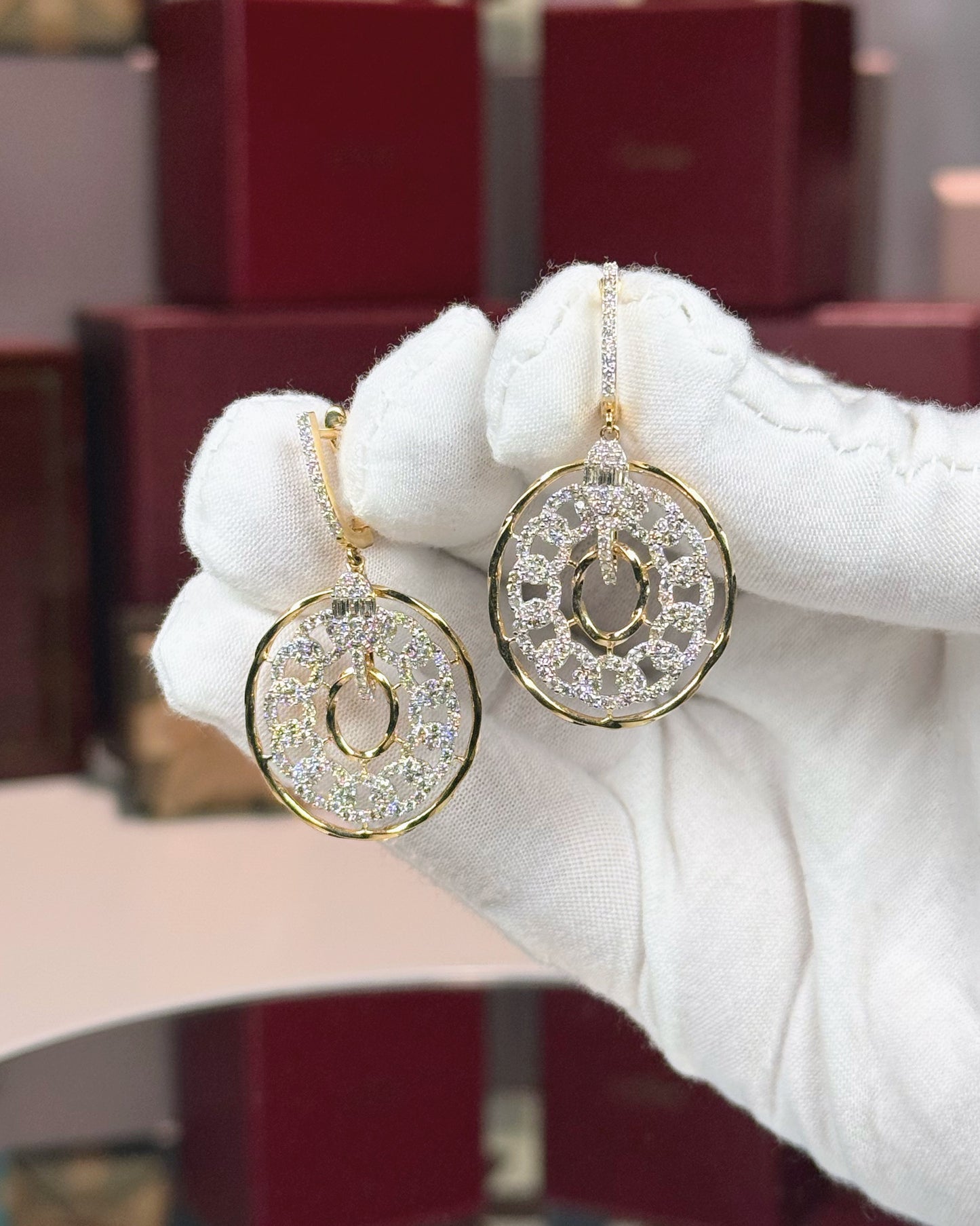 14k Yellow Gold Diamond Drop Earrings
