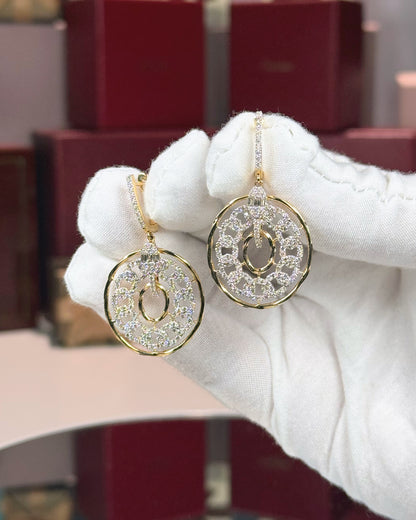 14k Yellow Gold Diamond Drop Earrings