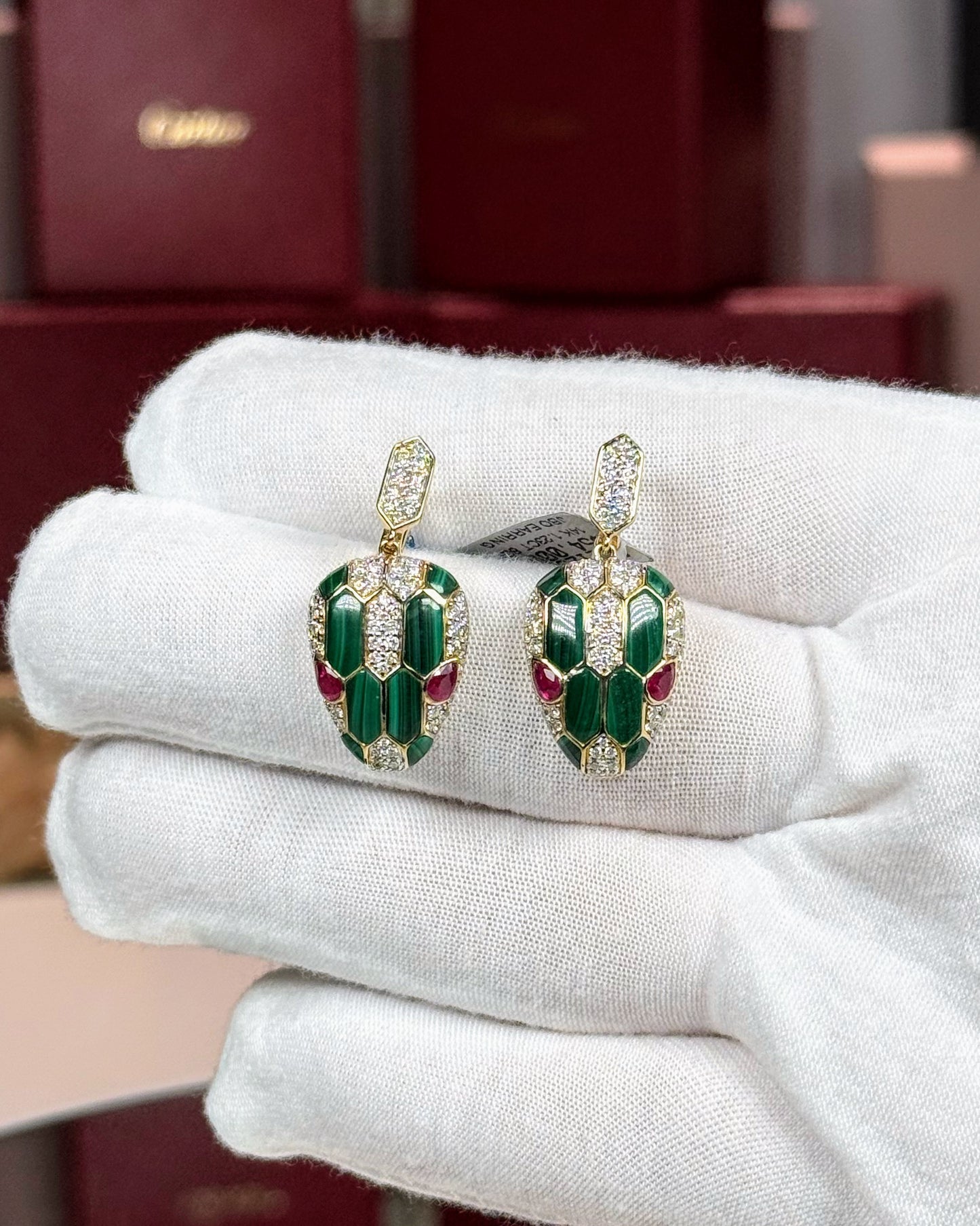 14k Yellow Gold Serpent Head Earrings