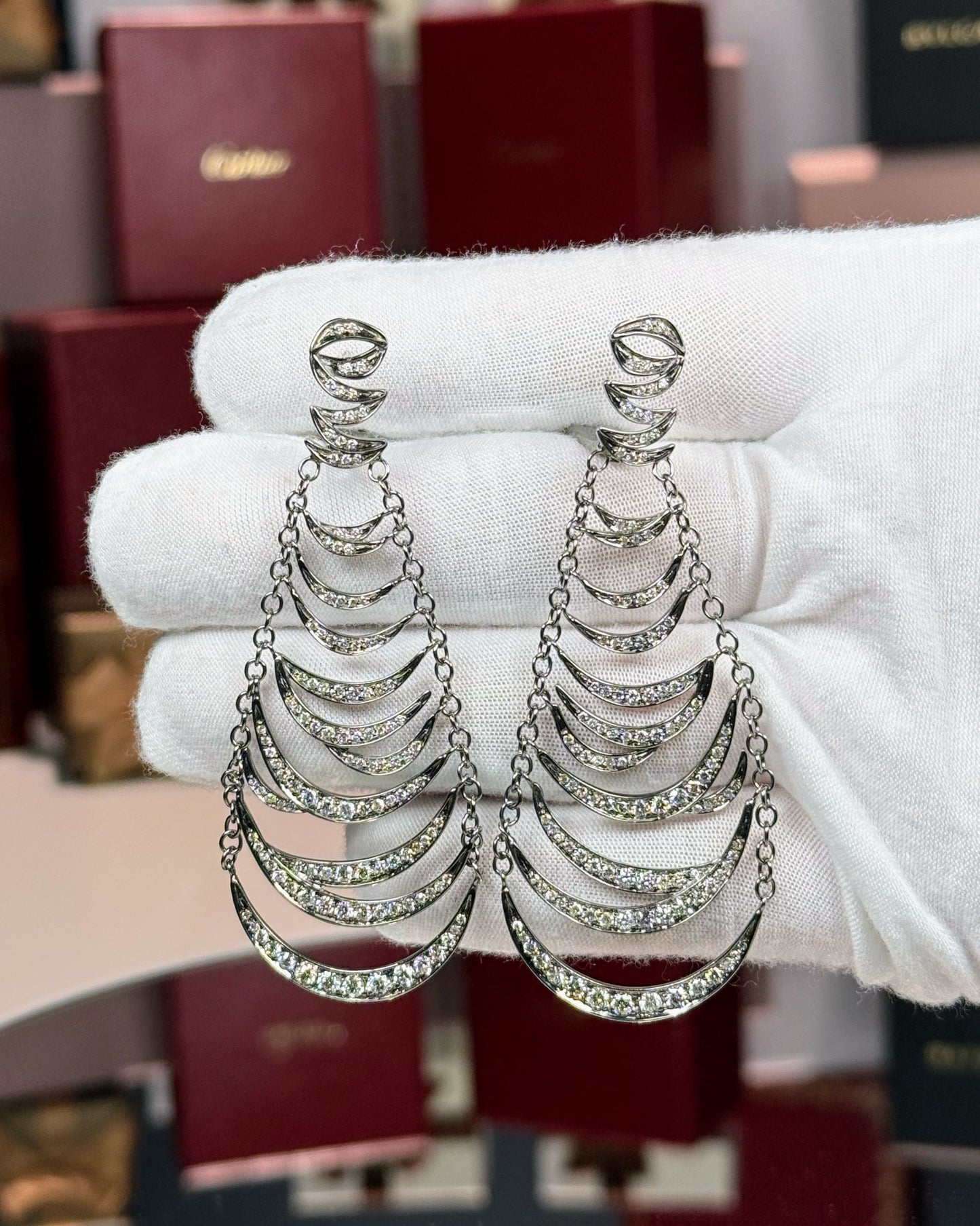 14k White Gold Diamond Drop Earrings