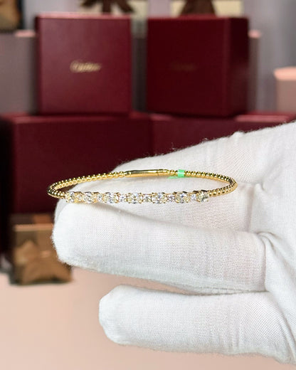 18k Yellow Gold Single Row Diamond Bangle