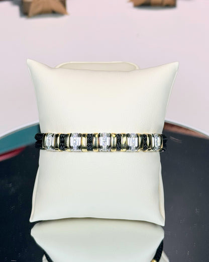 14k Yellow Gold and Diamond Braided Rope Bracelet