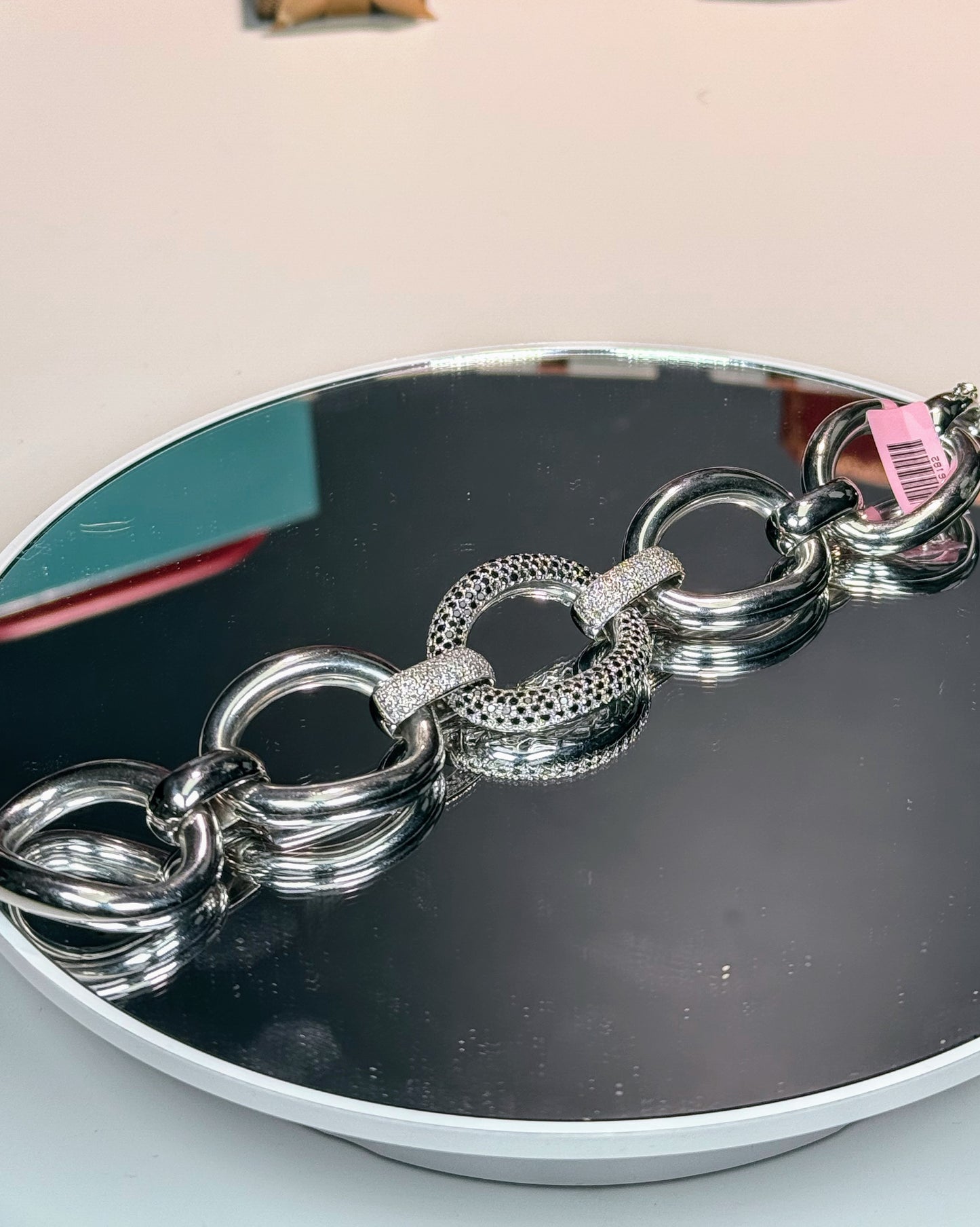 14k White Gold Black Diamond Chain Bracelet