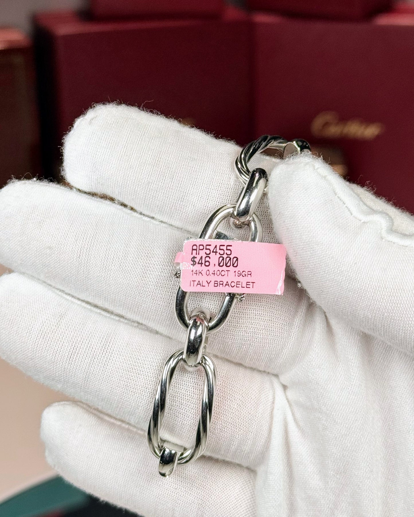 14k White Gold Diamond Chain Bracelet