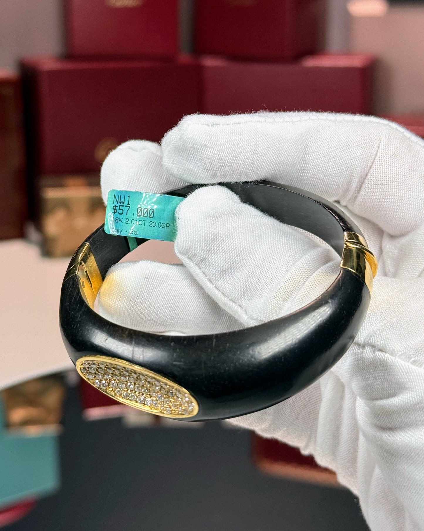 18k Yellow Gold Diamond Cuff Bangle