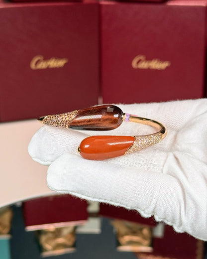 14k Yellow Gold Orange Open Bypass Bangle