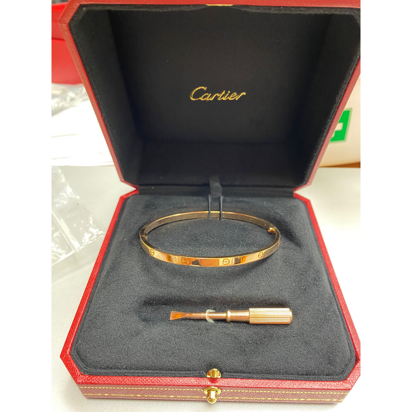 LOVE Bracelet, Medium Model, 4 Diamonds Rose Gold Size 19