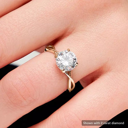 14k Gold Lab Diamond Twist Solitaire Ring