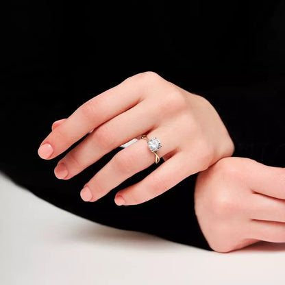 14k Gold Lab Diamond Twist Solitaire Ring