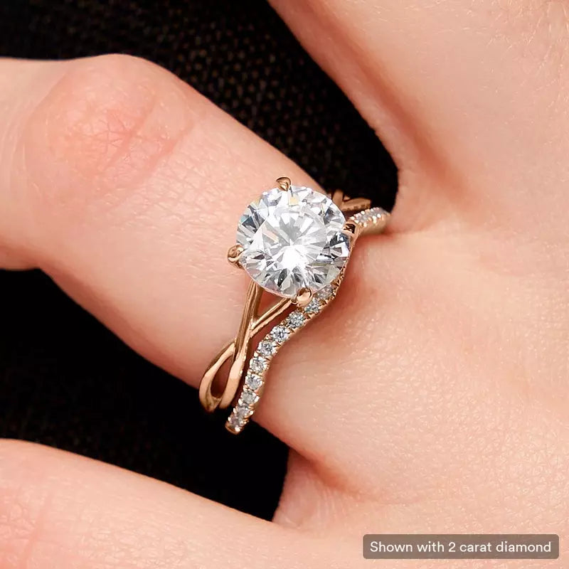 14k Gold Lab Diamond Twist Solitaire Ring
