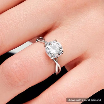 14k Gold Lab Diamond Twist Solitaire Ring