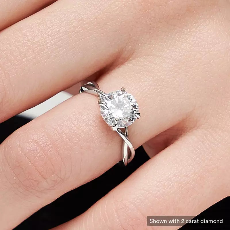 14k Gold Lab Diamond Twist Solitaire Ring