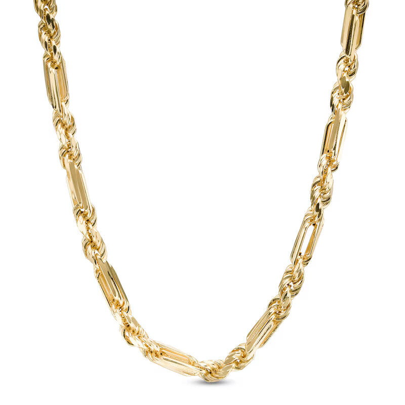 14k Gold 4.3mm Diamond Cut Hollow Figarope Chain Necklace
