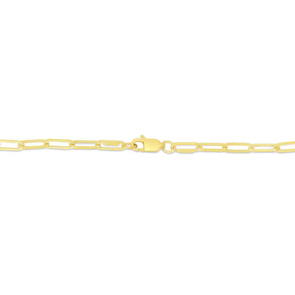 14k Gold 3.2mm Hollow Paper Clip Chain Necklace