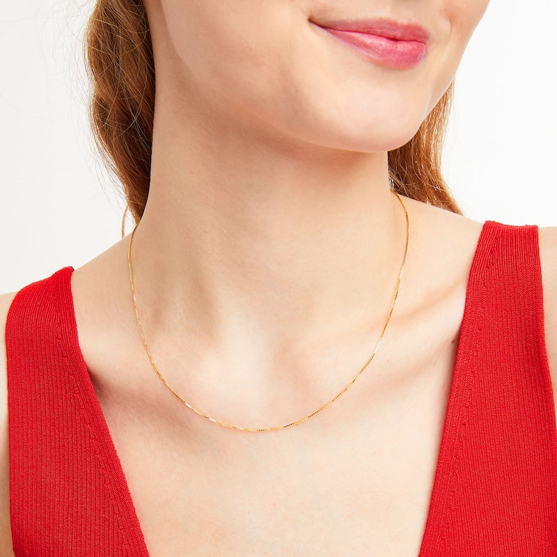 14k Gold 0.7 mm Box Chain Necklace