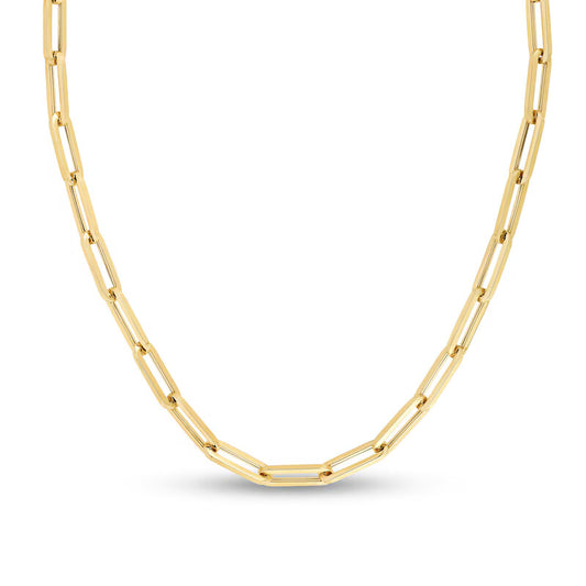 14k Gold 6.1mm Hollow Paper Clip Chain Necklace