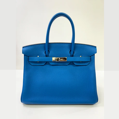 HERMES Birkin 30cm, Blue, Togo Leather, Palladium Hardware