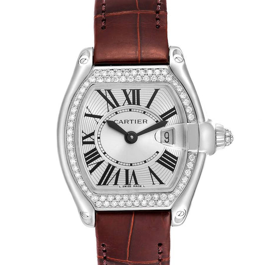 Cartier Roadster Small White Gold Diamond Bezel -  White Dial WE500260