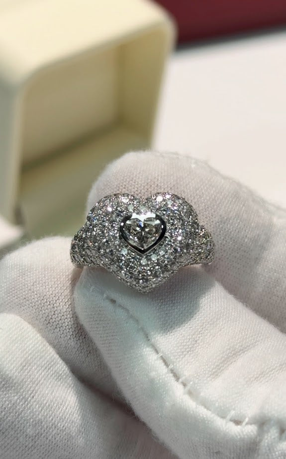 Heart Diamond 14k White Gold Ring