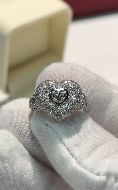 Heart Diamond 14k White Gold Ring
