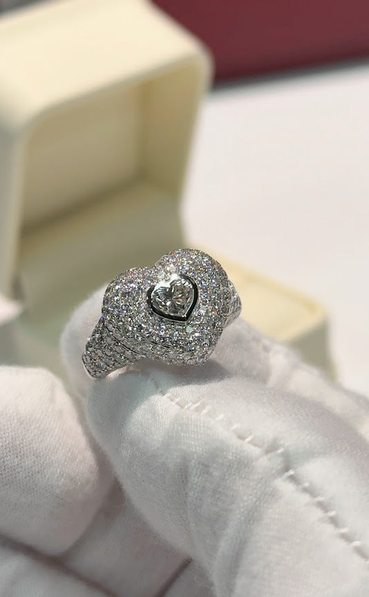 Heart Diamond 14k White Gold Ring