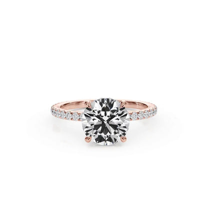 14k Gold Lab Diamond Pave Hidden Halo Solitaire Ring