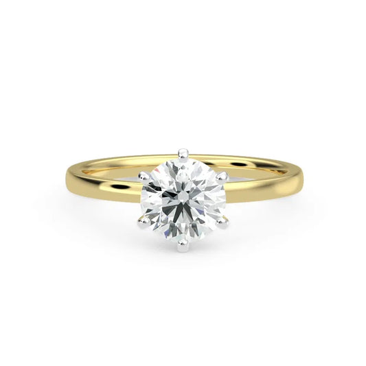 14k Gold Lab Diamond 6 Prongs Comfort Fit Solitaire Ring