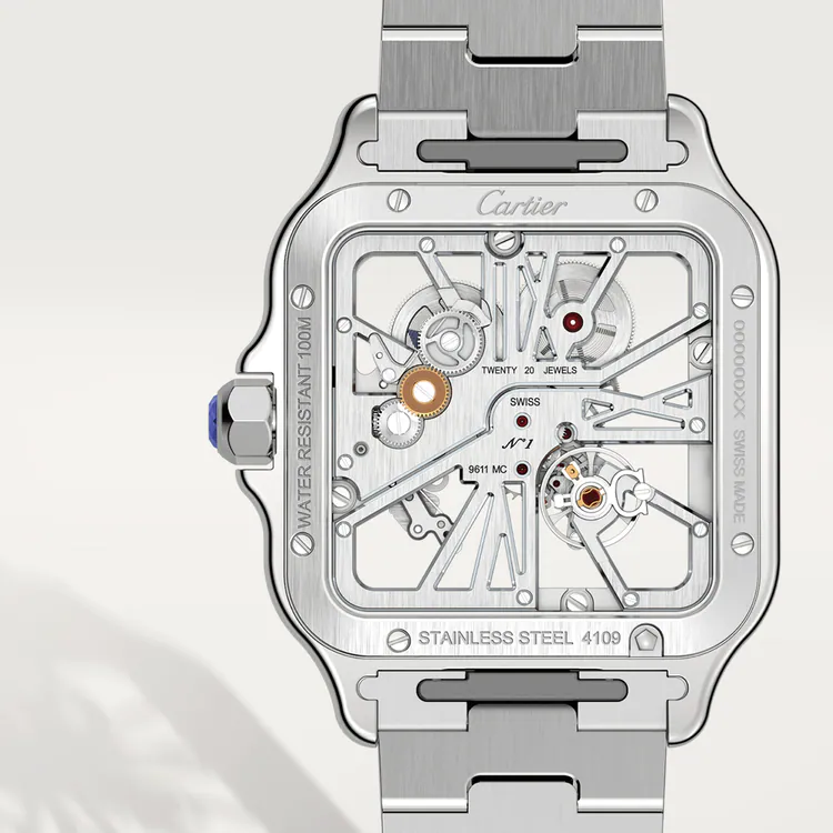 Santos Skeleton De Cartier White Dial - WHSA0015