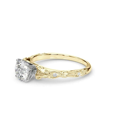 14k Gold Lab Diamond Vintage Inspired Engagement Ring