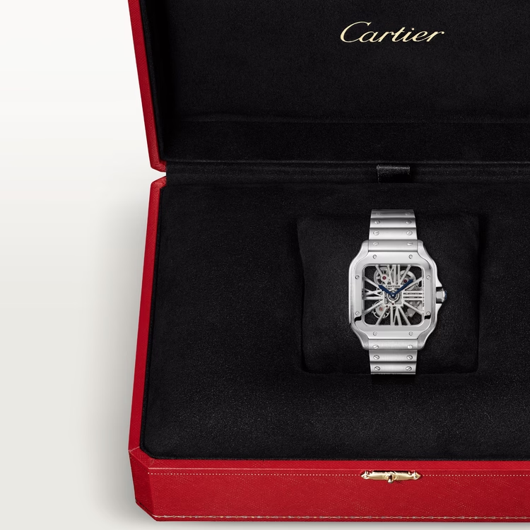 Santos Skeleton De Cartier White Dial - WHSA0015